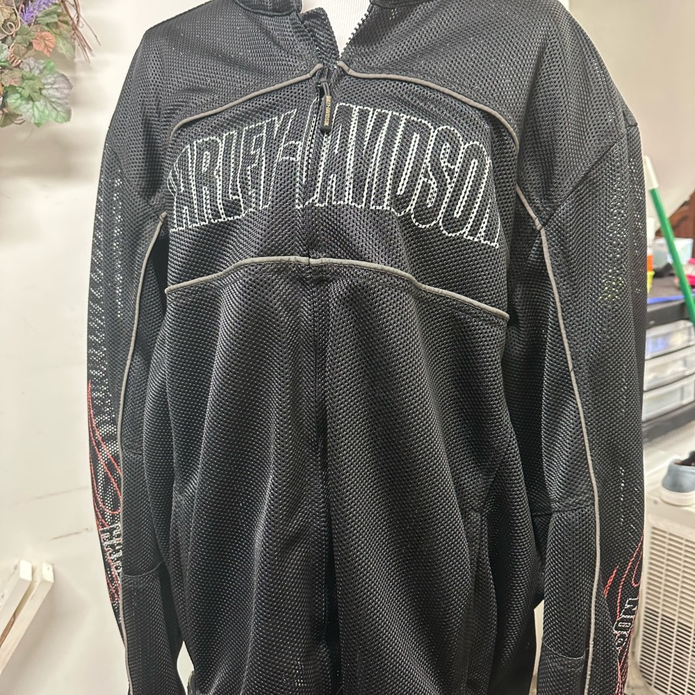 Harley-Davidson Black Mesh Jacket with Red Accents